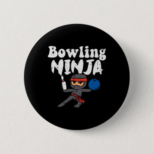 Bowling Ninja Funny Bowler Boys Girls Kids Toddler 6 Cm Round Badge