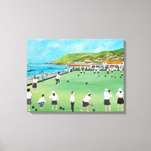Bowling on Newlyn Green Canvas Print