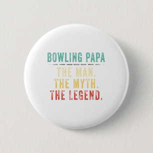 Bowling Papa Fathers Day Gift  6 Cm Round Badge