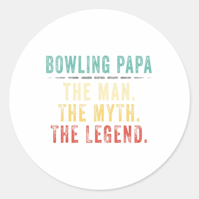 Bowling Papa Fathers Day Gift  Classic Round Sticker (Front)