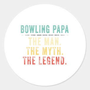 Bowling Papa Fathers Day Gift  Classic Round Sticker