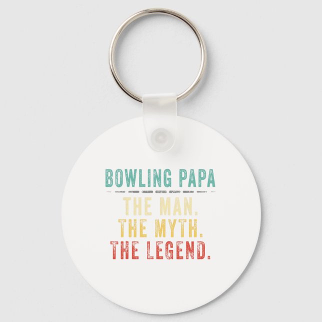 Bowling Papa Fathers Day Gift  Key Ring (Front)