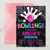Bowling Party Birthday Invitation