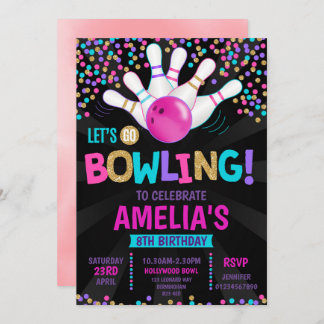 Bowling Party Birthday Invitation