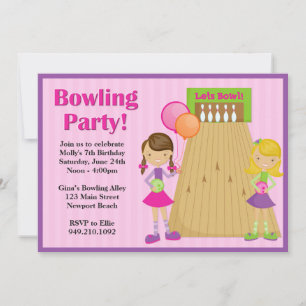 Bowling Party Birthday Invitation for Girl