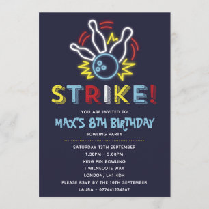 Bowling Party Birthday Invitations