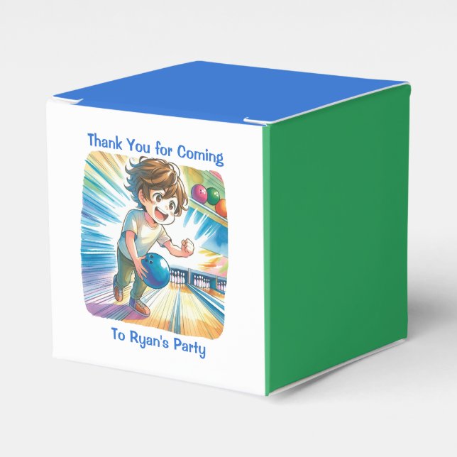 Bowling Party Boy's Anime Birthday Favour Box (Front Side)