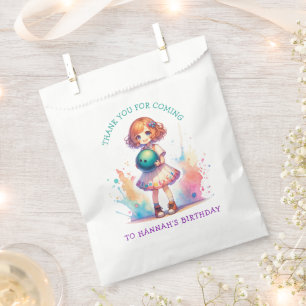 Bowling Party Girl's Anime Birthday Personalised Favour Bags
