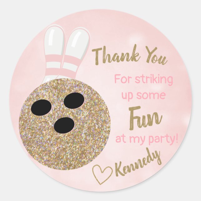 Bowling Party Glitter, Thank you favour tag (Front)