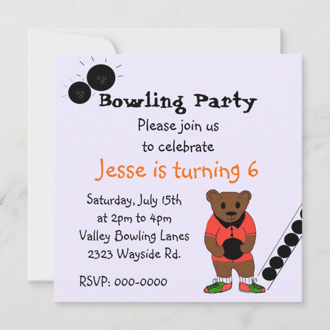 Bowling Party Invitation (Front)