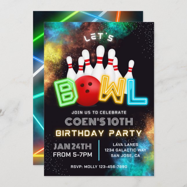 Bowling Party Invitation | Bowling Invitations (Front/Back)
