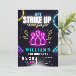 Bowling Party Invitation, Boy Bowling Birthday  Invitation