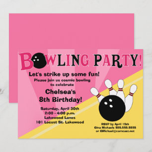 Bowling Party Invitation Girls Bowl Party