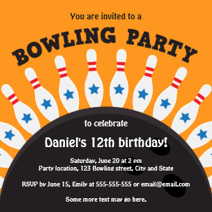 girls bowling party invitations announcements zazzle uk