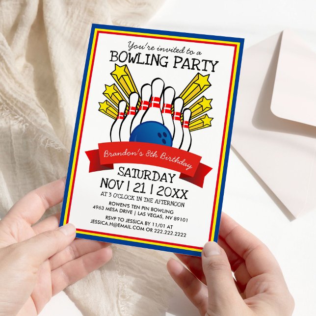 Bowling Party | Kids Colourful Birthday Invitation (Creator Uploaded)