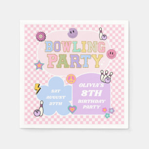 Bowling Party Preppy Varsity Patch Birthday Party Napkin