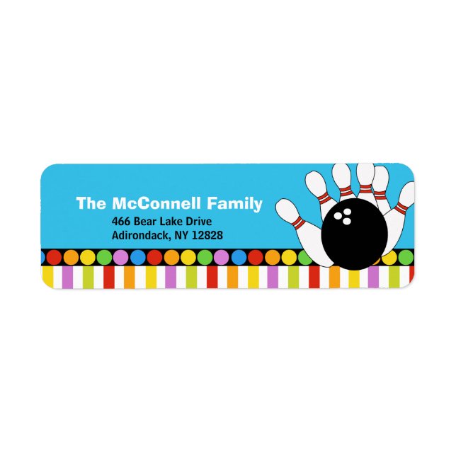 Bowling Party PRINTABLE ADDRESS LABELS (Front)