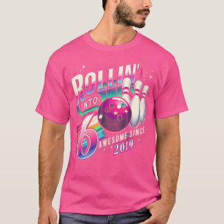 Bowling Party Rollin' 6 Awesome 2019 6Th Birthday  T-Shirt