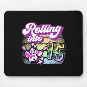 Bowling Party Rolling Into 15 Bowling Birthday Mouse Mat