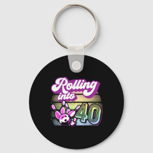 Bowling Party Rolling Into 40 Bowling Birthday Key Ring