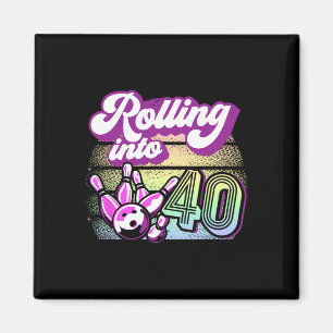 Bowling Party Rolling Into 40 Bowling Birthday Magnet