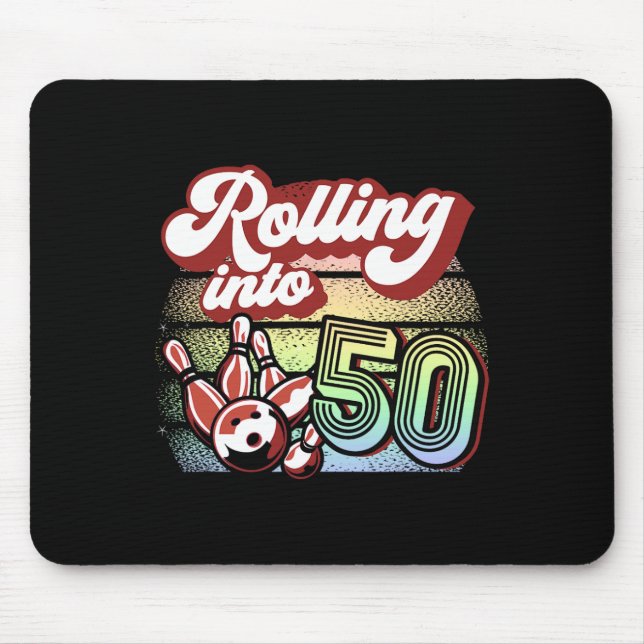 Bowling Party Rolling Into 50 Bowling Birthday  Mouse Mat (Front)