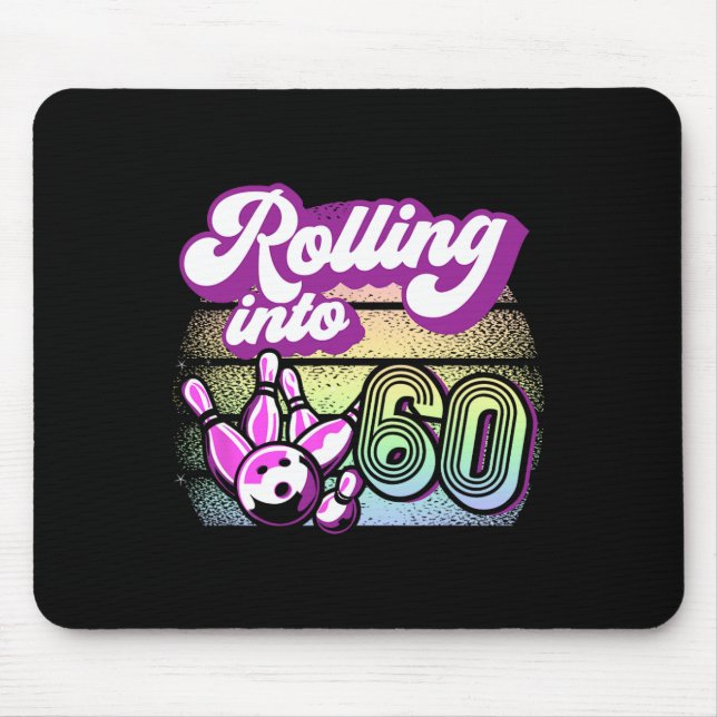 Bowling Party Rolling Into 60 Bowling Birthday  Mouse Mat (Front)