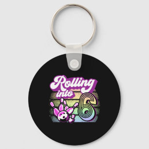 Bowling Party Rolling Into 6 Bowling Birthday Key Ring