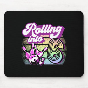 Bowling Party Rolling Into 6 Bowling Birthday Mouse Mat