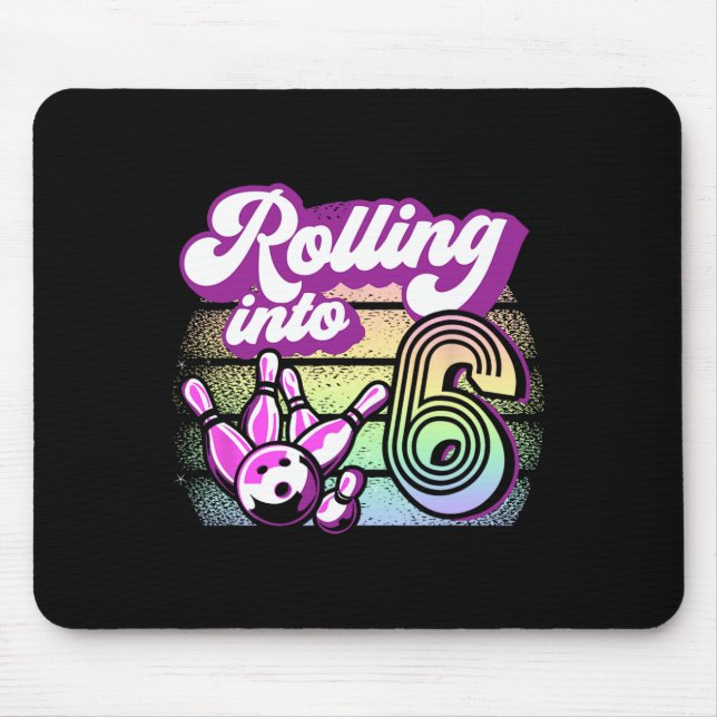 Bowling Party Rolling Into 6 Bowling Birthday  Mouse Mat (Front)