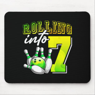 Bowling Party Rolling Into 7 7th Birthday Girls Bo Mouse Mat