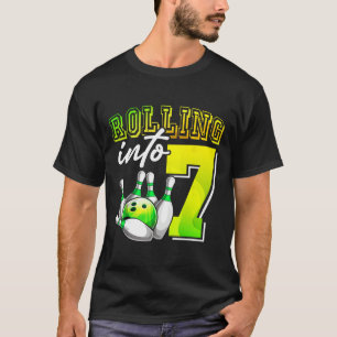 Bowling Party Rolling Into 7 7th Birthday Girls Bo T-Shirt