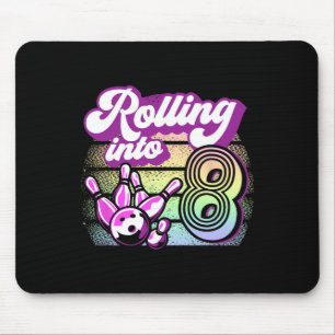 Bowling Party Rolling Into 8 Bowling Birthday Mouse Mat