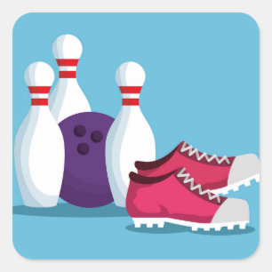 Bowling party ten pin bowling modern square sticker