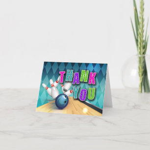 Bowling Party Thank You Card - Girl