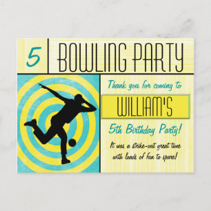 Bowling Party Thank You Postcard