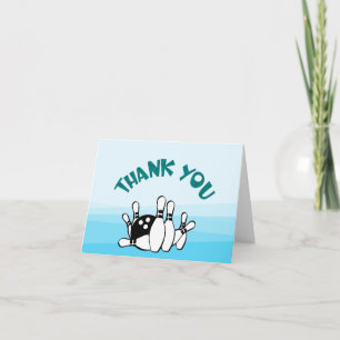Bowling Party Thank You with Bowling Pins and Ball Card