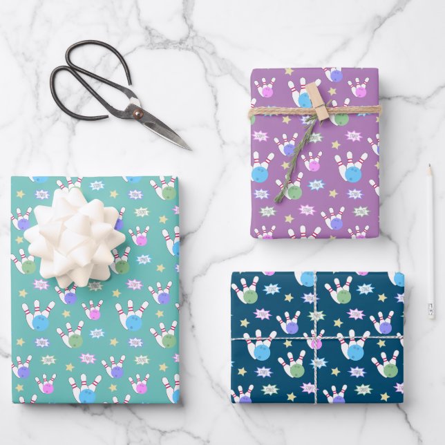 Bowling Pattern Wrapping Paper Sheet (Front)