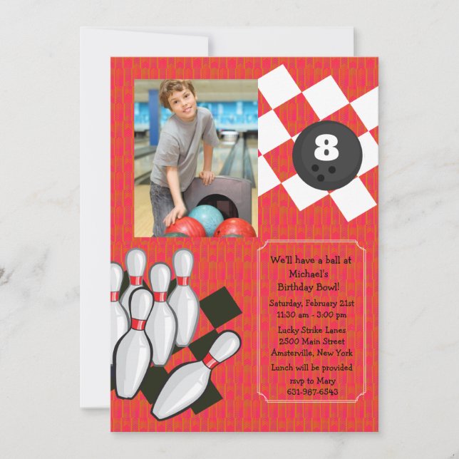 Bowling Photo Invitation (Front)