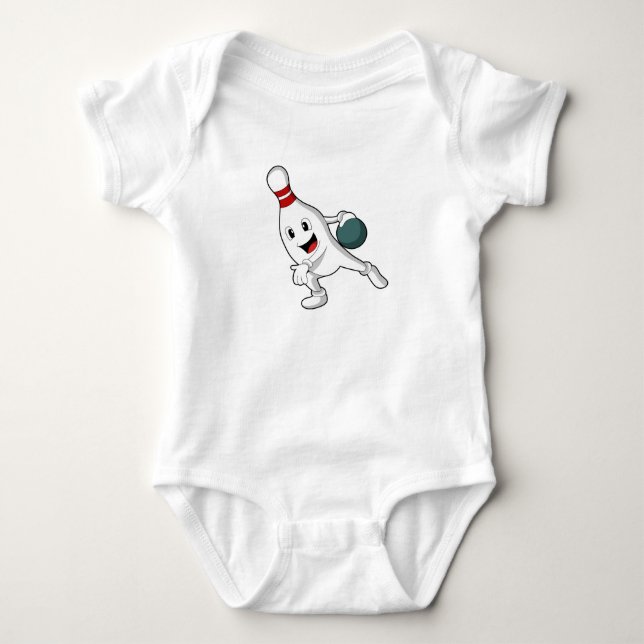 Bowling pin at Bowling with Bowling ball Baby Bodysuit (Front)