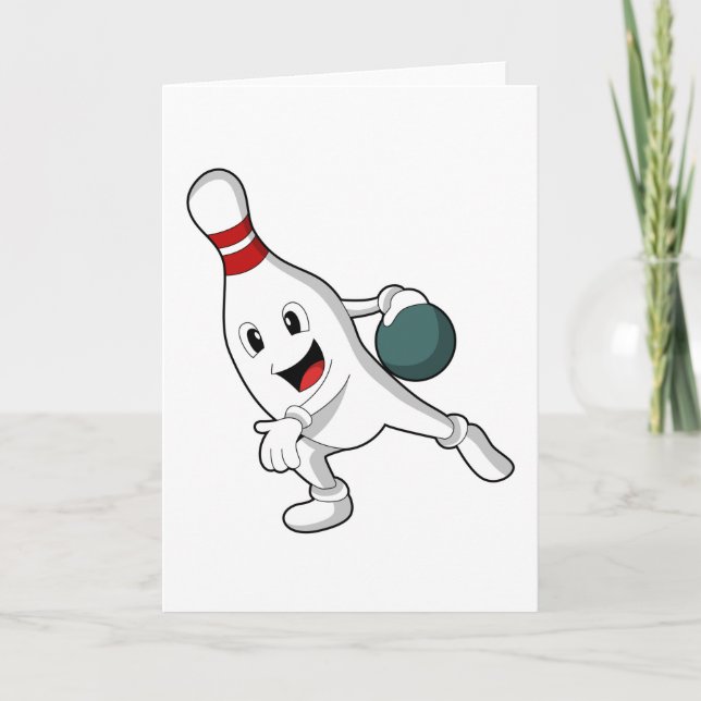 Bowling pin at Bowling with Bowling ball Card (Front)