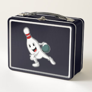 Bowling pin at Bowling with Bowling ball Metal Lunch Box