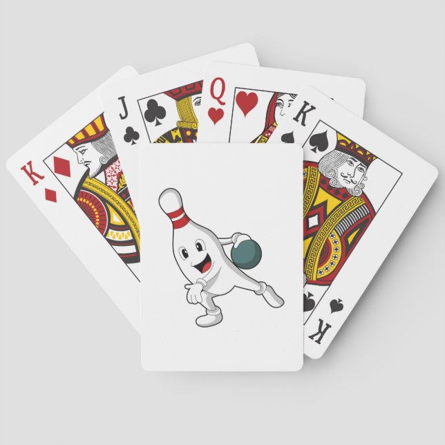 Bowling pin at Bowling with Bowling ball Playing Cards (Back)