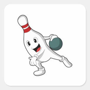 Bowling pin at Bowling with Bowling ball Square Sticker