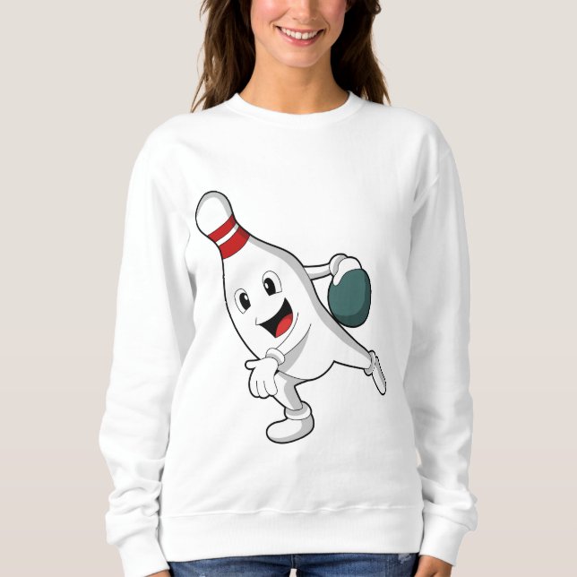 Bowling pin at Bowling with Bowling ball Sweatshirt (Front)