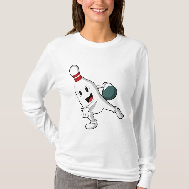 Bowling pin at Bowling with Bowling ball T-Shirt (Front)