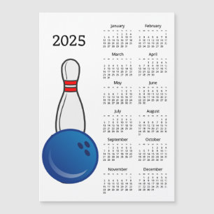 Bowling Pin Ball 2025 Calendar Magnetic Card