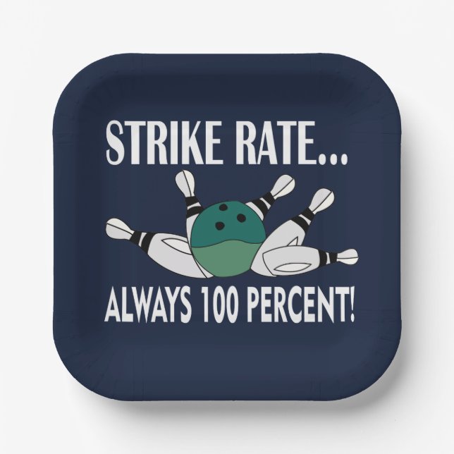 Bowling Pin Ball Strike Team Party Paper Plate (Front)