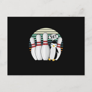 Bowling Pin Bowler Strike Spin Spare Penguin Gift Postcard
