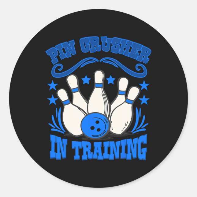 Bowling Pin Crusher In Training Bowler  Classic Round Sticker (Front)